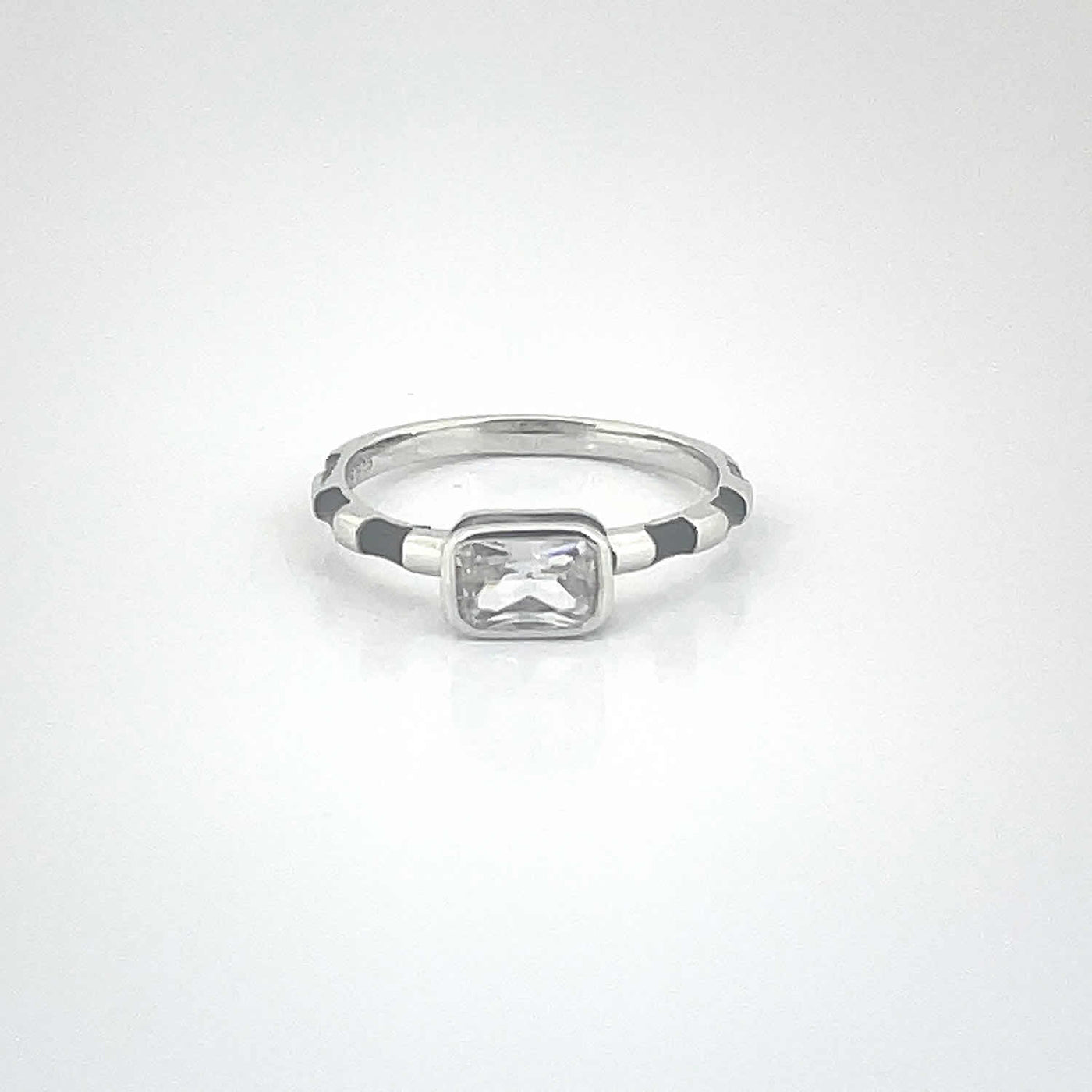 Women's Geometric Rectangle Solitaire Mangalsutra Pattern Ring 92.5 purity silver