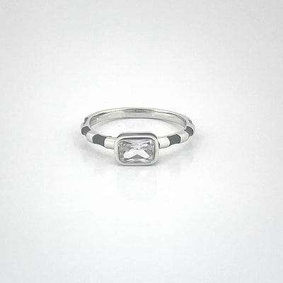 Women's Geometric Rectangle Solitaire Mangalsutra Pattern Ring 92.5 purity silver