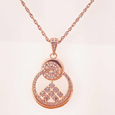 Women's Silver Rose Gold Cluster Triumph Statement Necklace set  92.5 purity silver with Chain