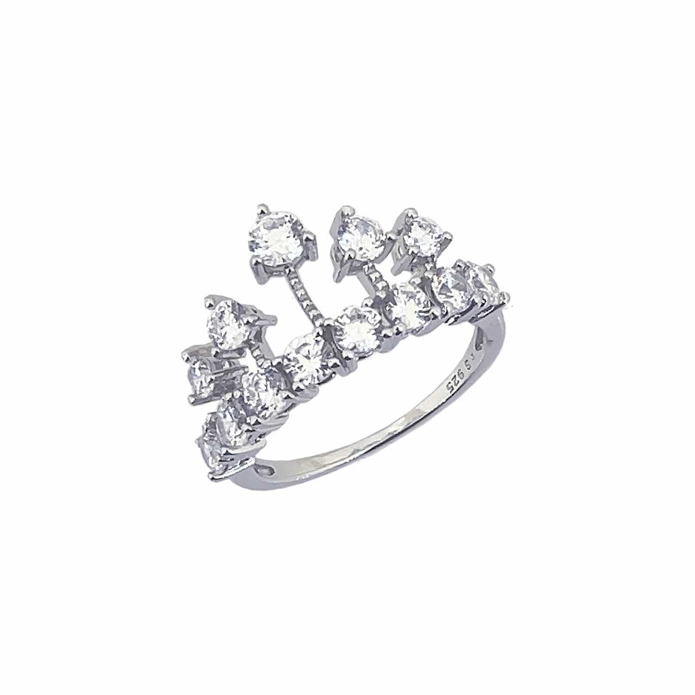 Women's Tiara Crown Large Cocktail Ring 92.5 purity silver