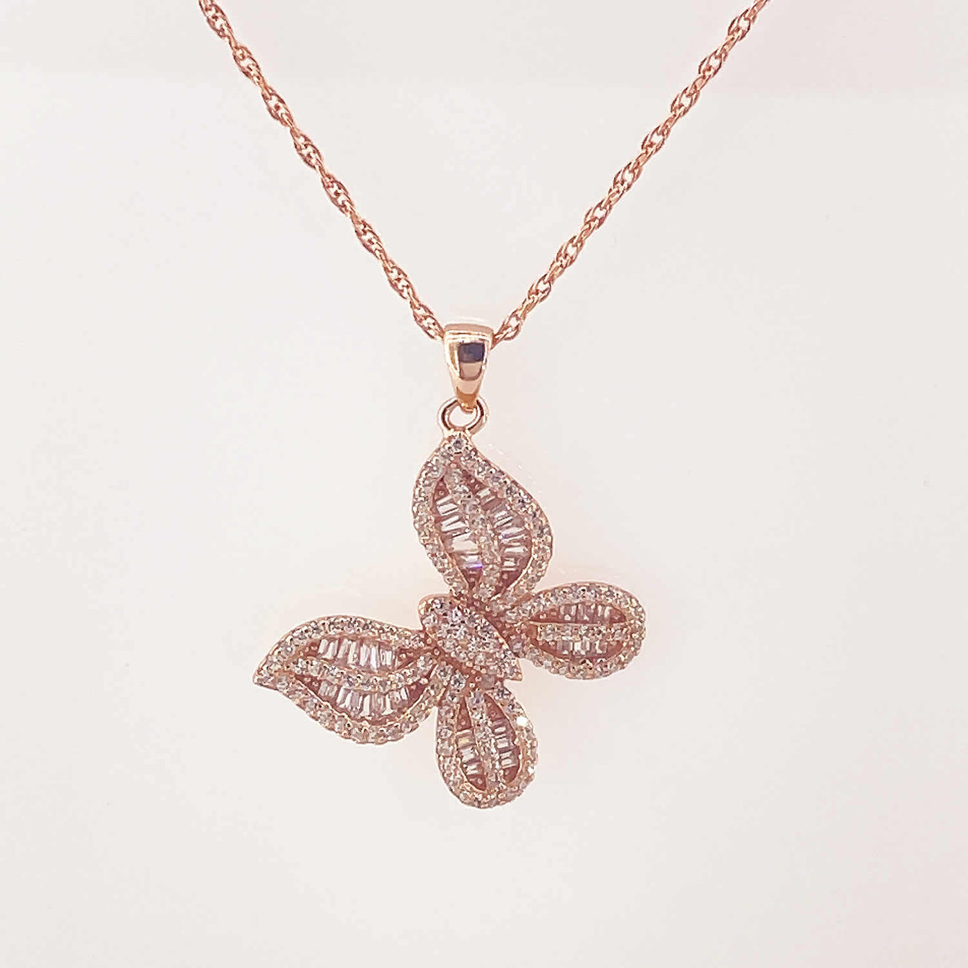 Women's Silver Rose Gold Butterfly Pendant 92.5 Pure Silver