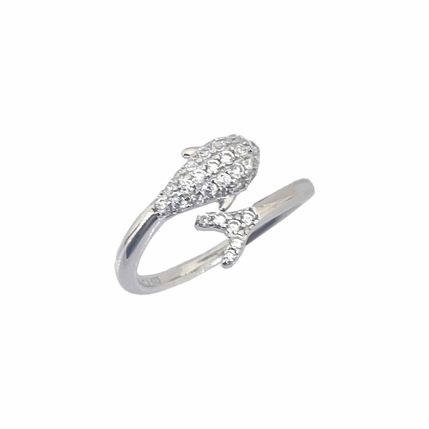 Women's Dolphin Shape Adjustable Open Ended  Ring 92.5 purity silver