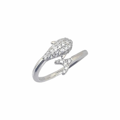Women's Dolphin Shape Adjustable Open Ended  Ring 92.5 purity silver