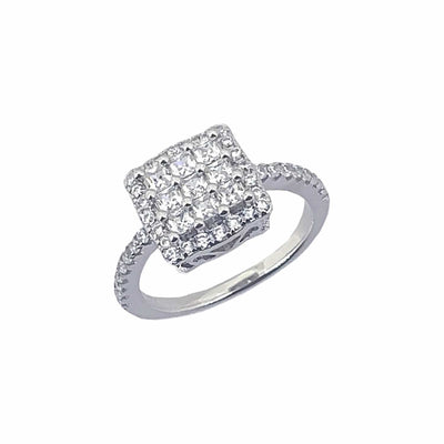 Women's Geometric Square Bold Classy Ring 92.5 purity silver