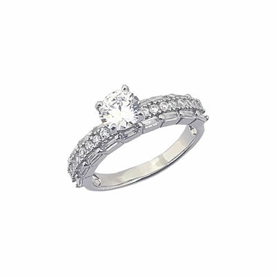 Women's Solitaire Wedding Engagement Statement Ring 92.5 purity silver