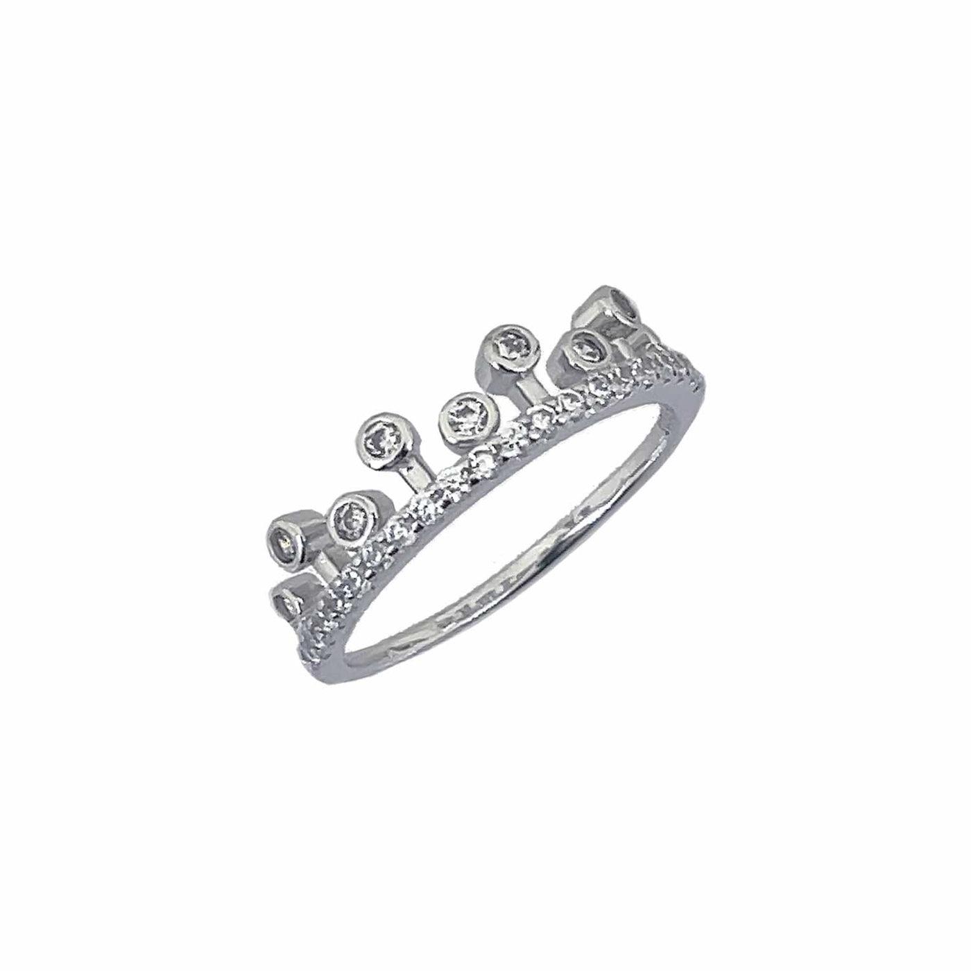Women's Tiara Crown Small Cocktail Ring 92.5 purity silver