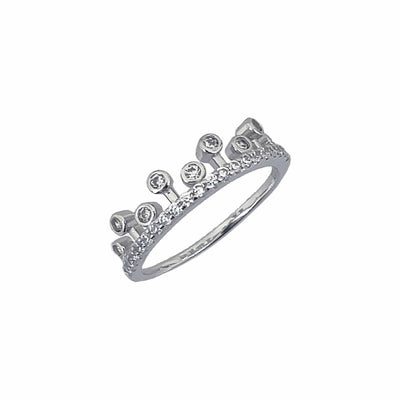Women's Tiara Crown Small Cocktail Ring 92.5 purity silver