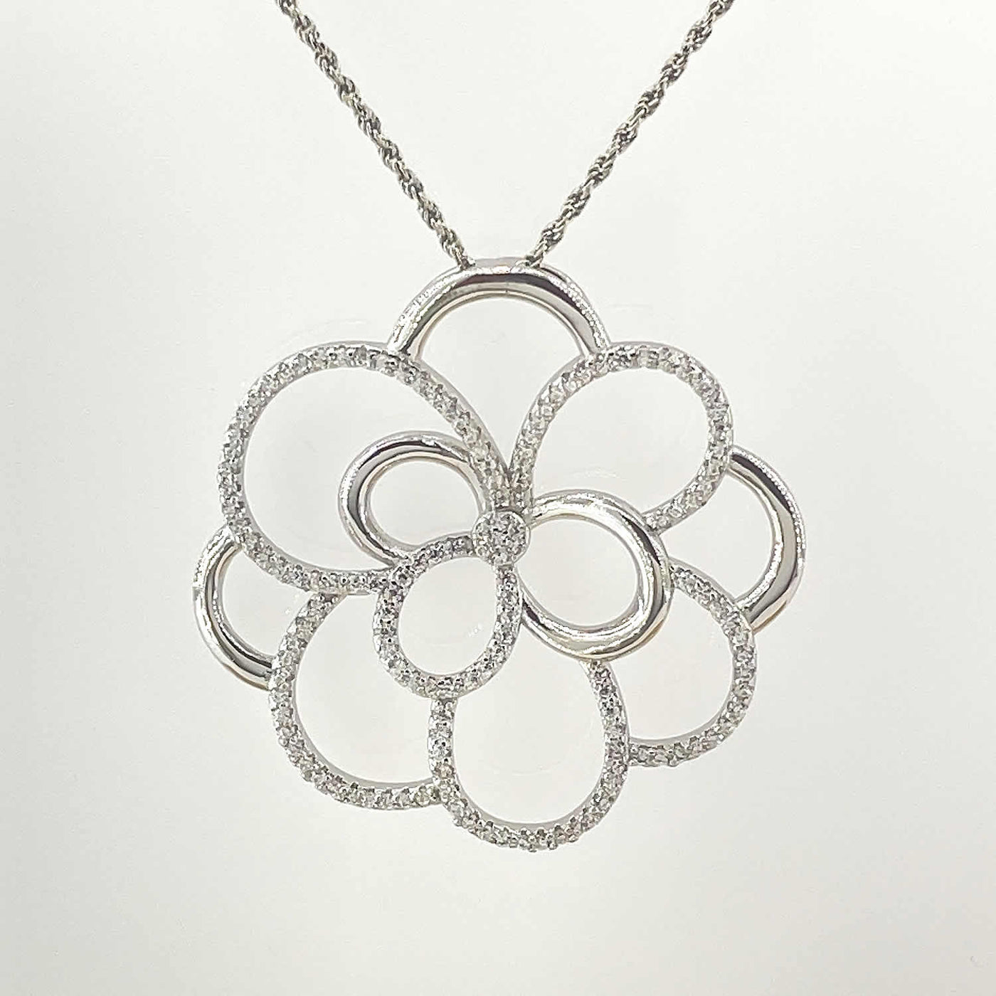 Women's Silver Rose Gold Floweret Elegant Necklace set  92.5 purity silver with Chain