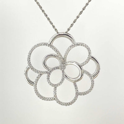 Women's Silver Rose Gold Floweret Elegant Necklace set  92.5 purity silver with Chain
