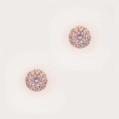 Women's Silver Rose Gold Flower Stud 92.5 Pure Silver