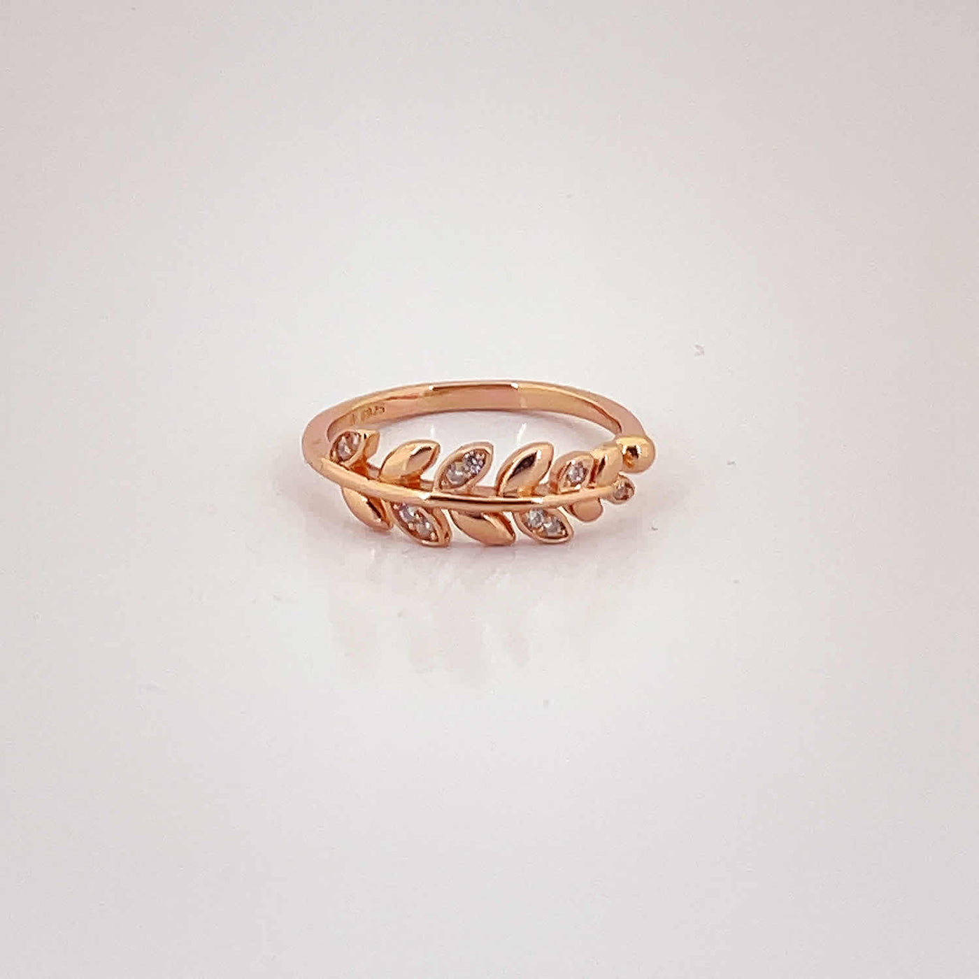 Women's Classy Olive leaves Pattern Rose Gold Open Adjustable Ring 92.5 purity silver