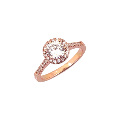 Women's Rose Gold Solitaire Crown Cut Layered Classy Statement Ring 92.5 purity silver
