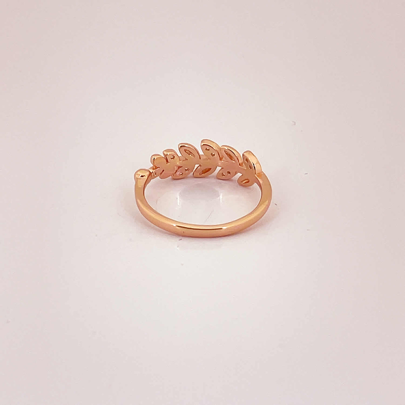Women's Classy Olive leaves Pattern Rose Gold Open Adjustable Ring 92.5 purity silver