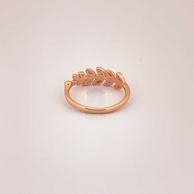 Women's Classy Olive leaves Pattern Rose Gold Open Adjustable Ring 92.5 purity silver