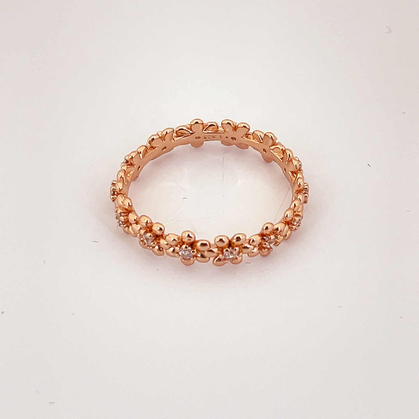 Women's Traditional Garland Pattern Ethnic Rose Gold  Ring 92.5 purity silver