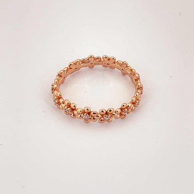 Women's Traditional Garland Pattern Ethnic Rose Gold  Ring 92.5 purity silver