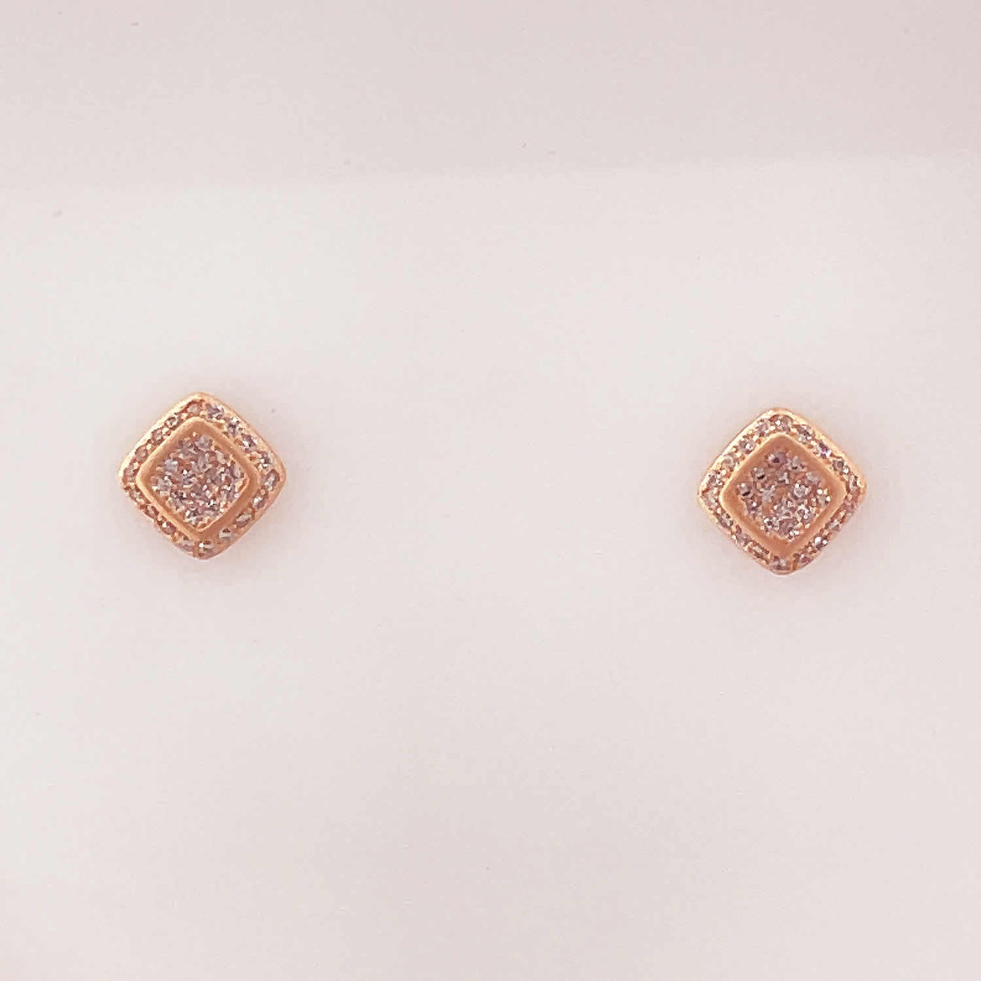Women's Silver Rose Gold Geometric Diamond shaped Matt Necklace set 92.5 Pure Silver with chain