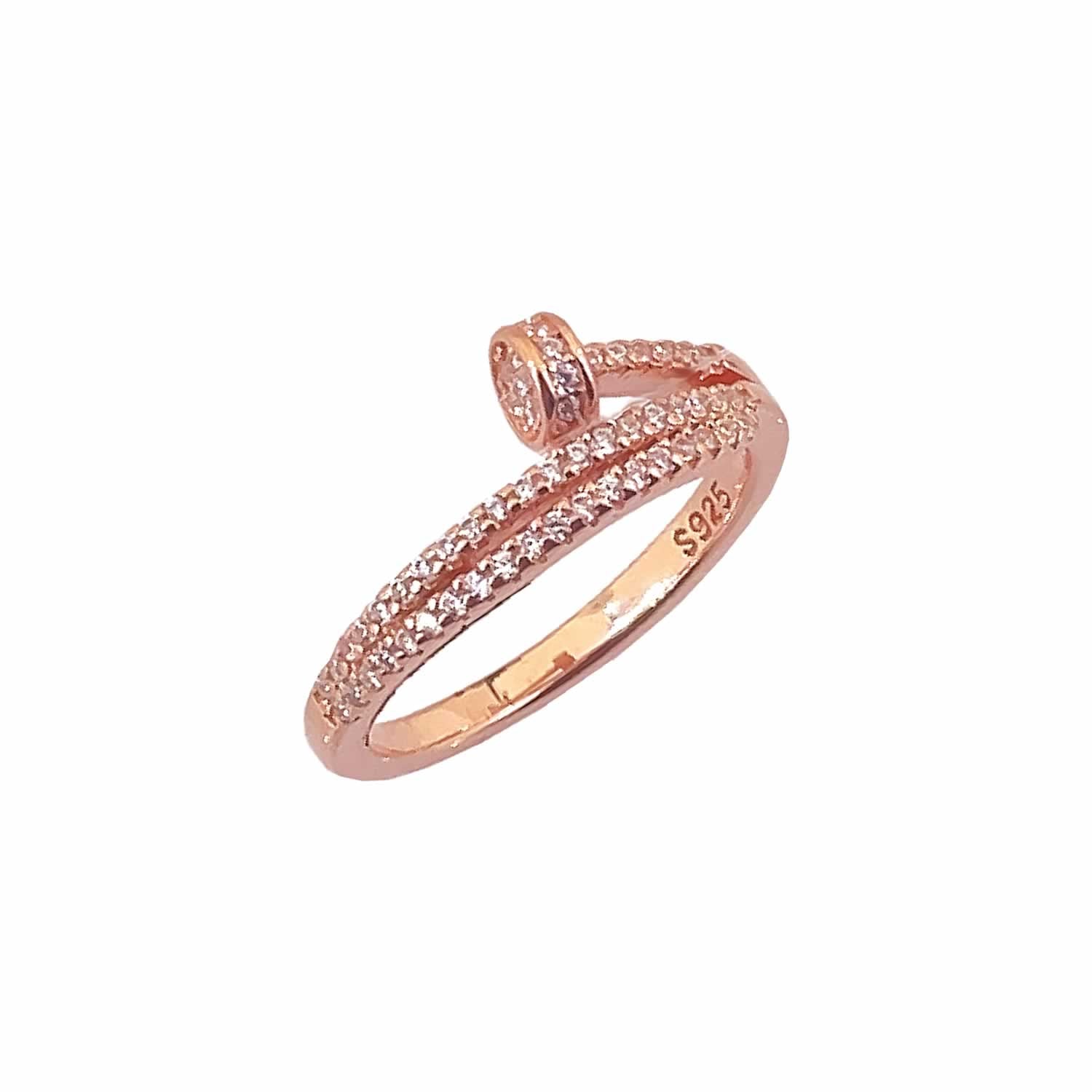 Women's Classy Rose Gold Three Layer Cuddle Ring 92.5 purity silver ...