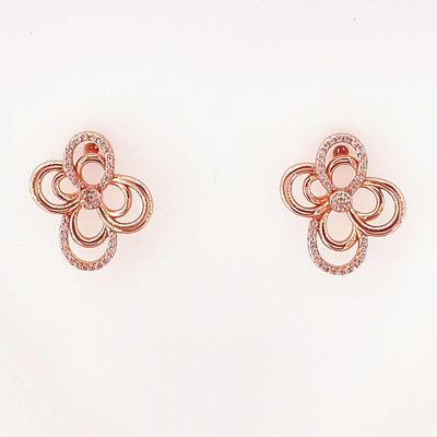 Women's Silver Rose Gold Floweret Elegant Necklace set  92.5 purity silver with Chain