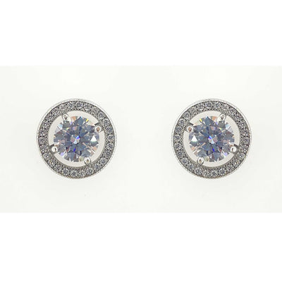 Women's Silver Round Solitaire Stud Statement Earring  92.5 Pure Silver