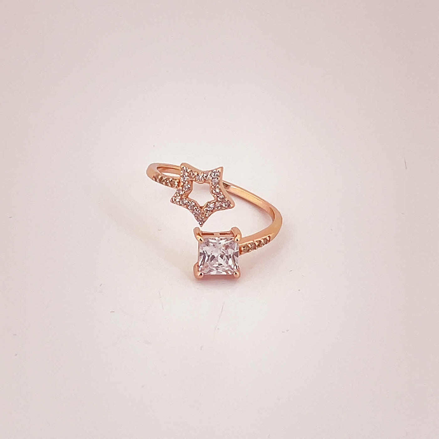 Women's Geometric Square and Star Adjustable Open Classy Ring 92.5 purity silver