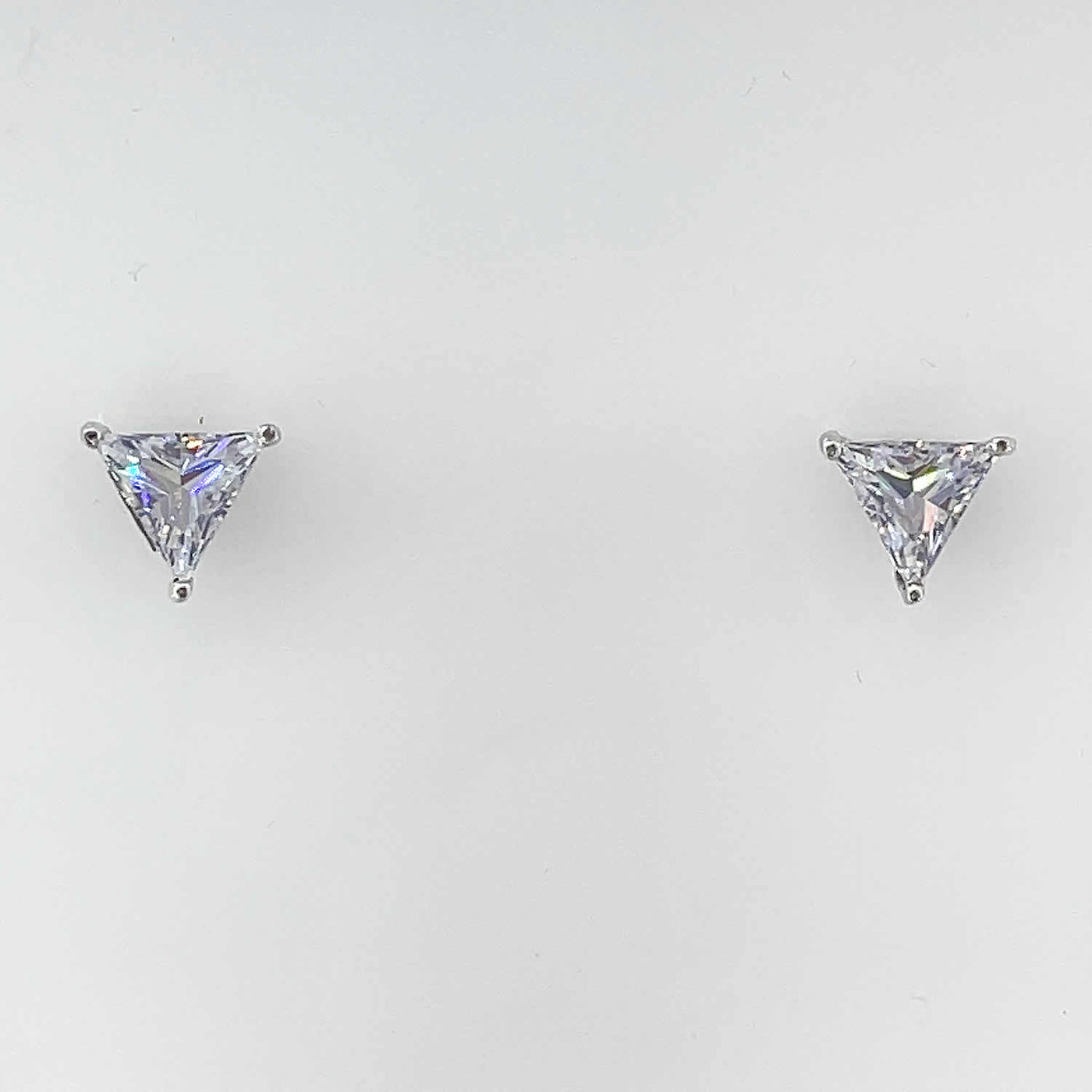 Women's Silver Geometric Triangle cut Solitaire Necklace set 92.5 Pure Silver with chain