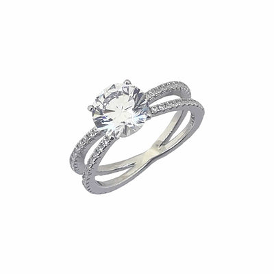 Women's Solitaire Double Layered Classy Statement Ring 92.5 purity silver