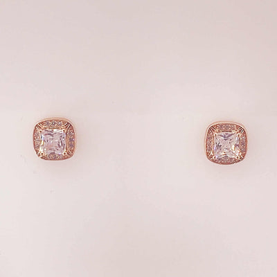 Women's Silver Rose Gold Solitaire Necklace set 92.5 Pure Silver with chain