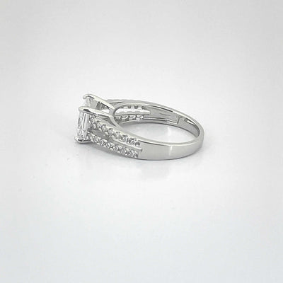 Women's Solitaire Double Layered Classy Statement Ring 92.5 purity silver