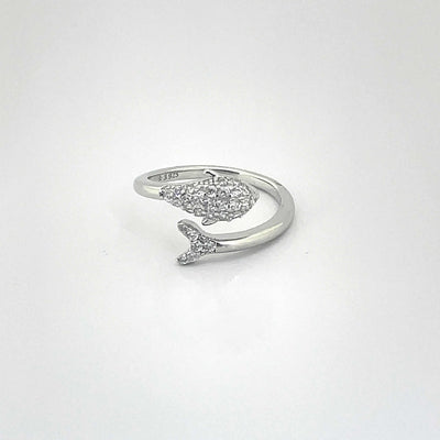 Women's Dolphin Shape Adjustable Open Ended  Ring 92.5 purity silver