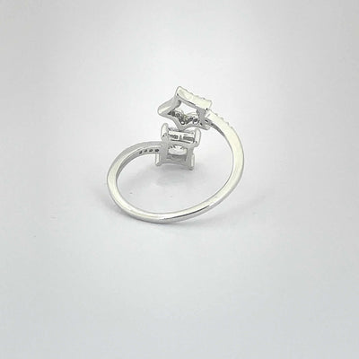 Women's Geometric Square and Star Adjustable Open Classy Ring 92.5 purity silver