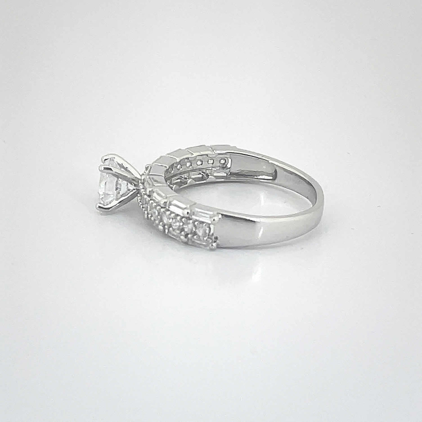 Women's Solitaire Wedding Engagement Statement Ring 92.5 purity silver