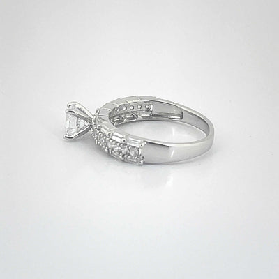 Women's Solitaire Wedding Engagement Statement Ring 92.5 purity silver