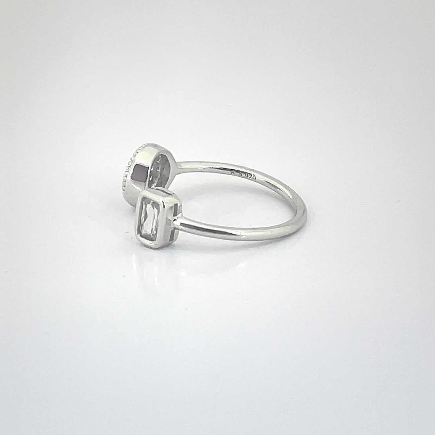 Women's Geometric Square and Round Adjustable Open Classy Ring 92.5 purity silver