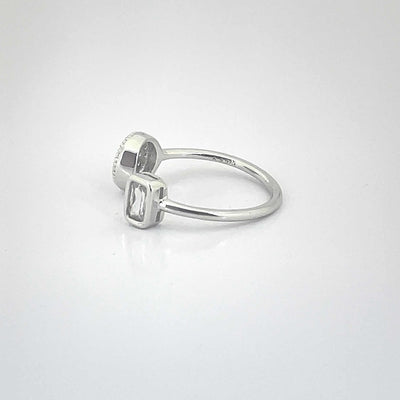 Women's Geometric Square and Round Adjustable Open Classy Ring 92.5 purity silver