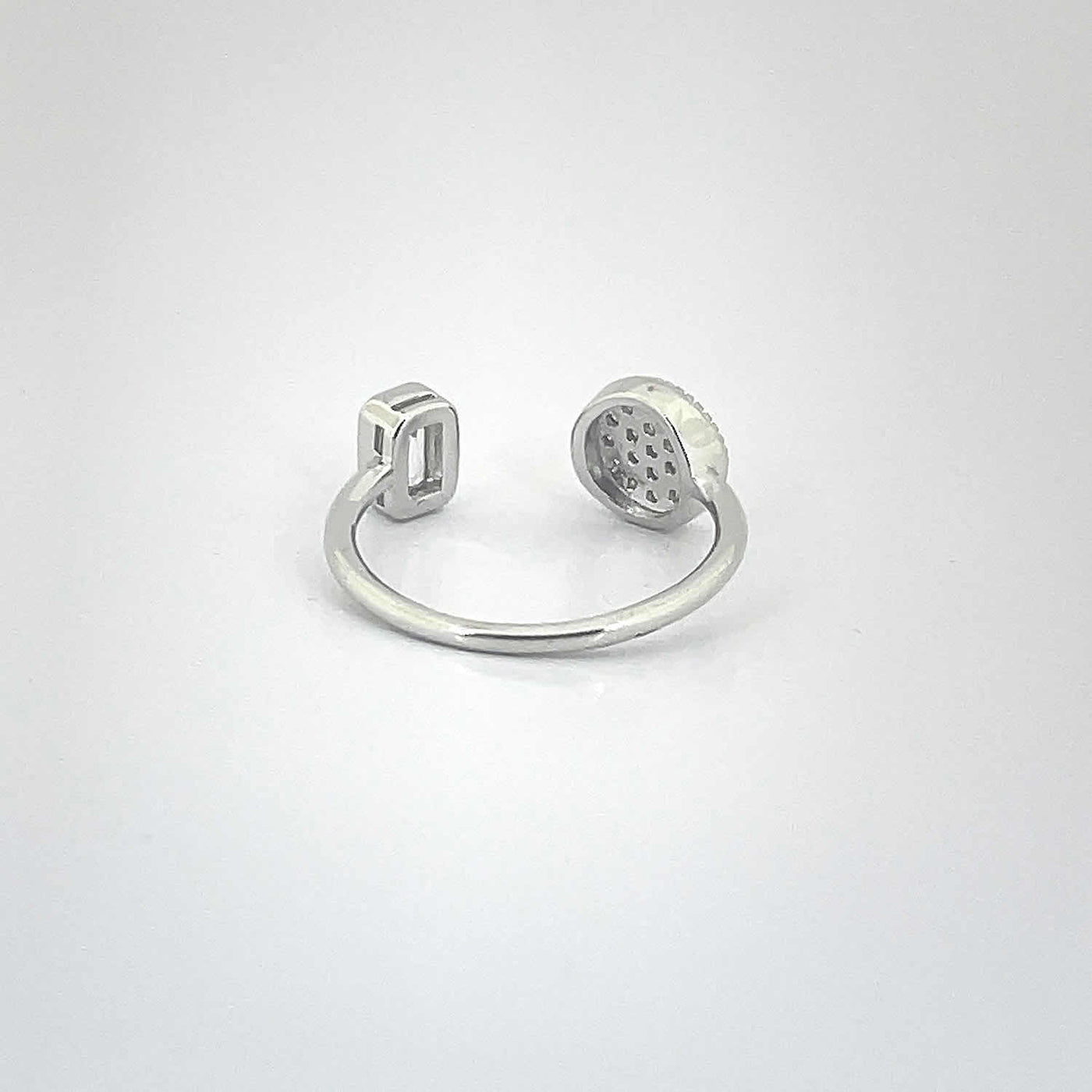 Women's Geometric Square and Round Adjustable Open Classy Ring 92.5 purity silver