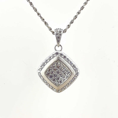 Women's Silver Rose Gold Geometric Diamond shaped Matt Necklace set 92.5 Pure Silver with chain