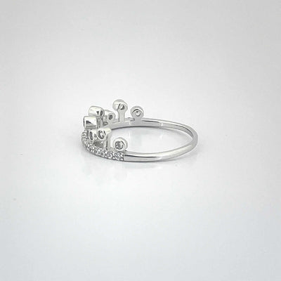 Women's Tiara Crown Small Cocktail Ring 92.5 purity silver