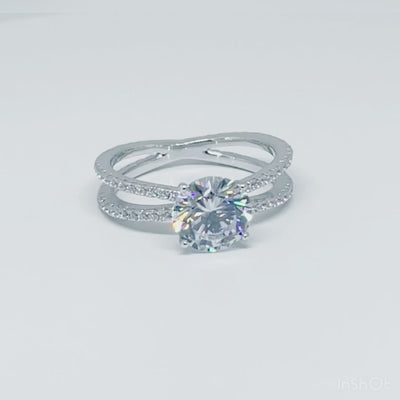 Women's Solitaire Double Layered Classy Statement Ring 92.5 purity silver