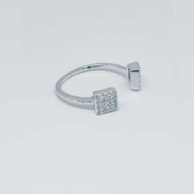 Women's Geometric Square Adjustable Open Classy Ring 92.5 purity silver