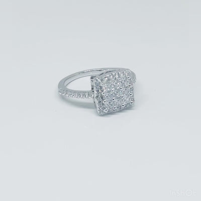 Women's Geometric Square Bold Classy Ring 92.5 purity silver