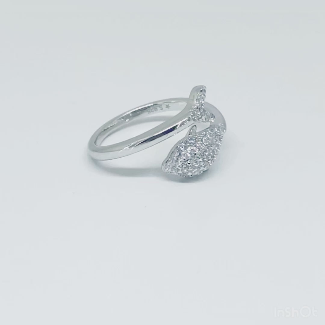 Women's Dolphin Shape Adjustable Open Ended  Ring 92.5 purity silver