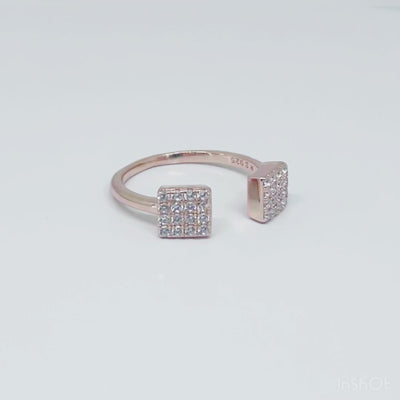 Women's Geometric Square Adjustable Open Classy Ring 92.5 purity silver