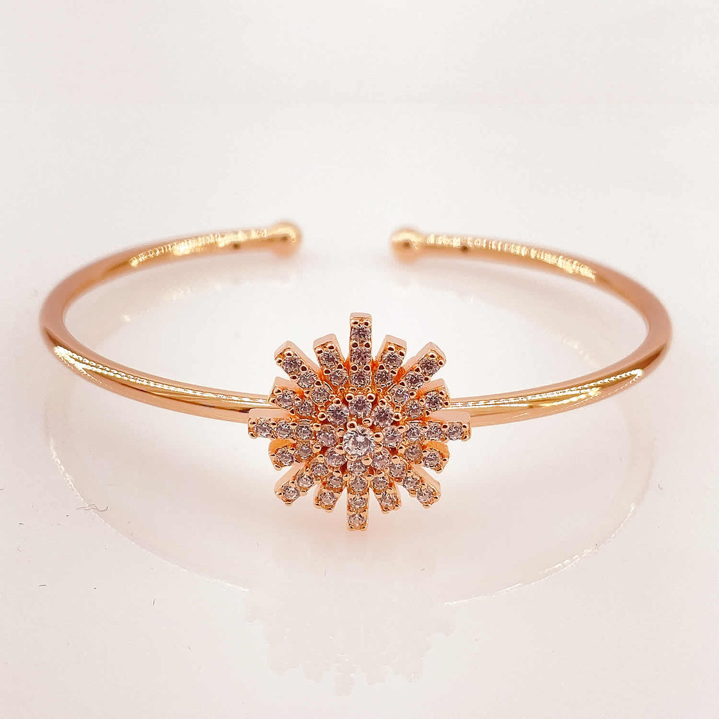 Women's Silver Adjustable cuff style bracelet with Bold flower 92.5 Pure Silver