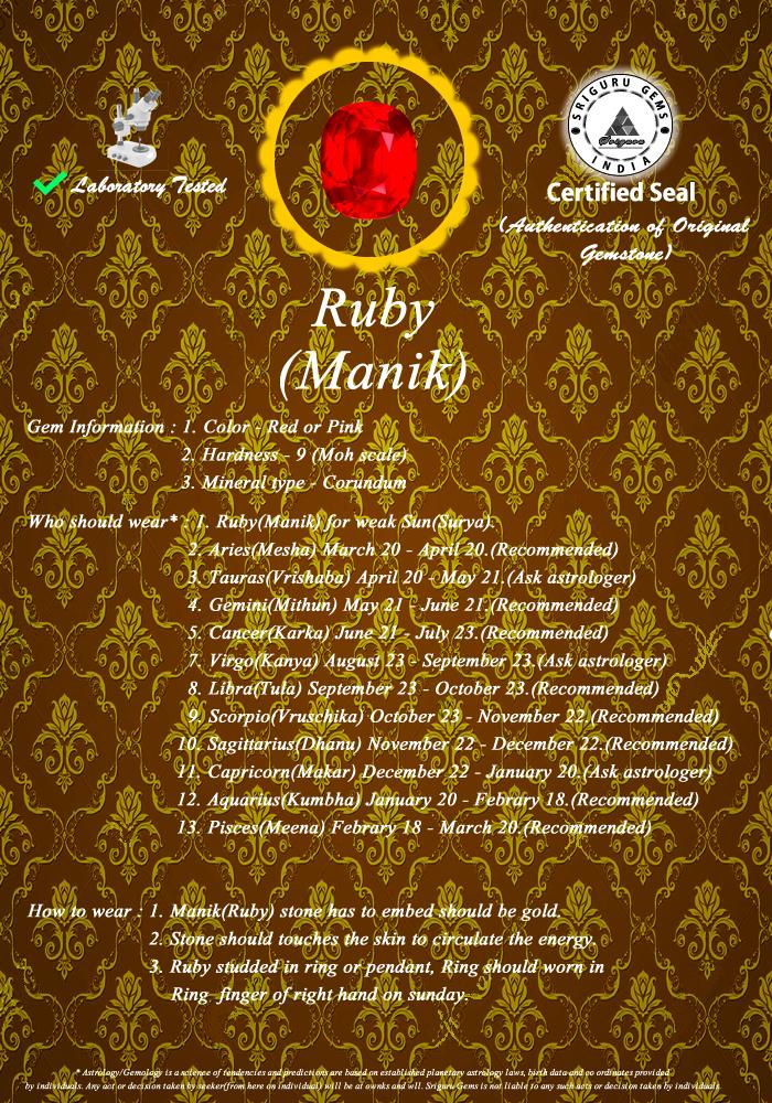 BLUEMONDS Natural Ruby all sawa Ratti size 2.25 Ratti to 11.25 Ratti Manik (Certified loose Ruby Stone)